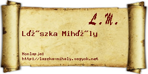 Lászka Mihály névjegykártya