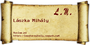 Lászka Mihály névjegykártya